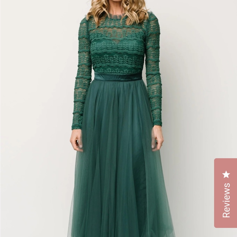 Elegant Green Lace Long Sleeve Dress
